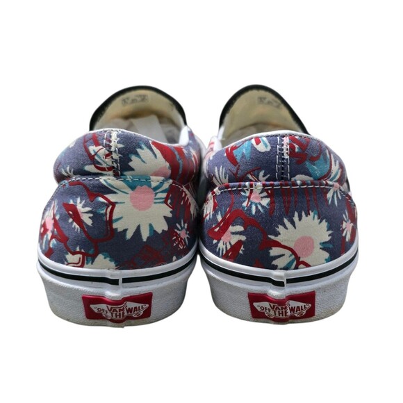 Vans Classic Slip on Shoes Womens Size 10 Crew Graffiti Floral Red Blue Canvas - Picture 8 of 11